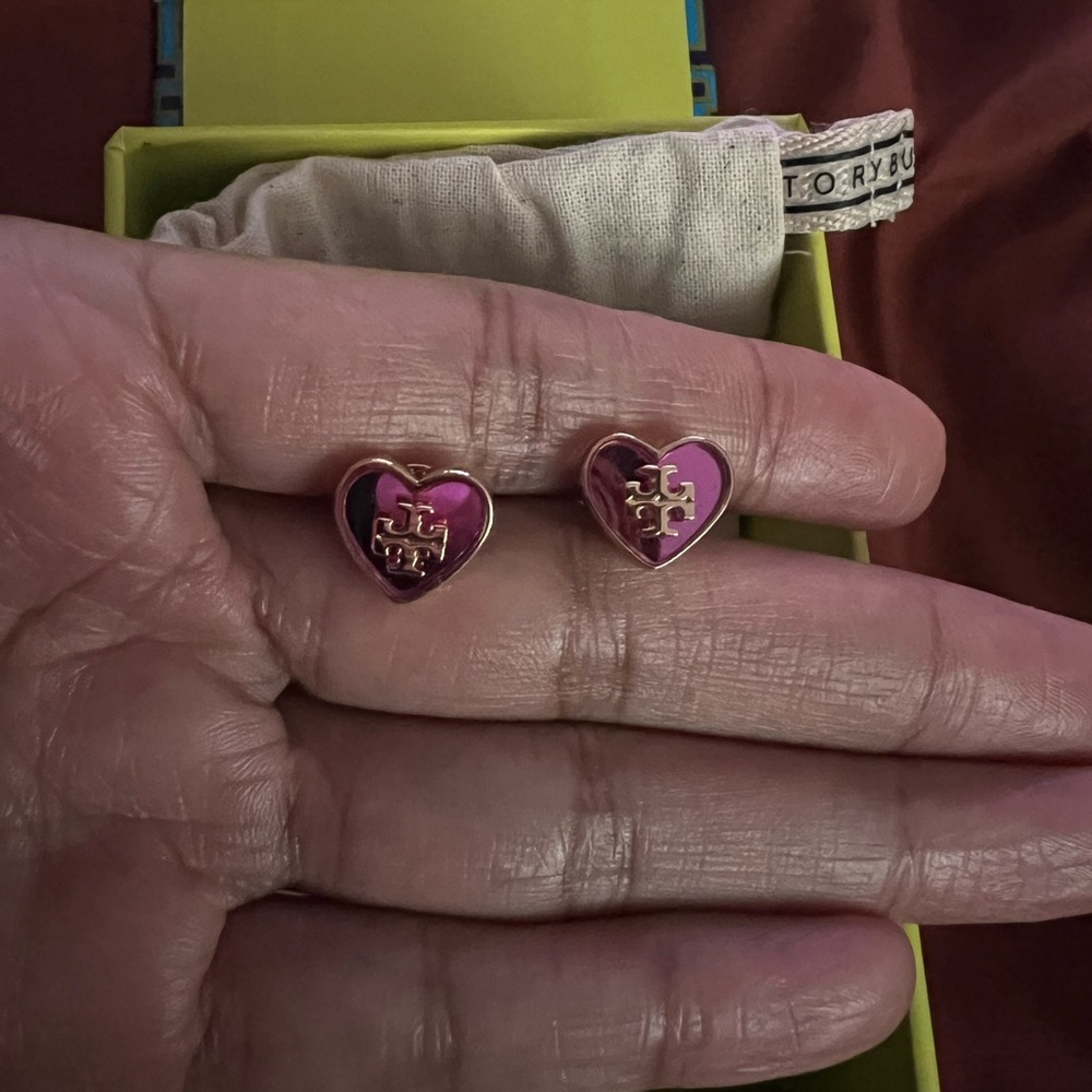 Tory Burch Pink Heart Earrings